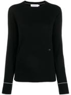 Calvin Klein Embroidered Logo Knit Sweater - Black