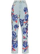Ashish Floral Embellished Straight Leg Jeans - Blue