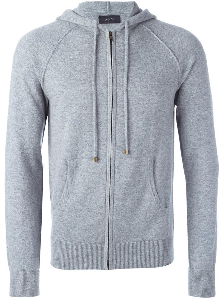 Joseph Zip Up Hoodie, Men's, Size: Large, Grey, Cashmere