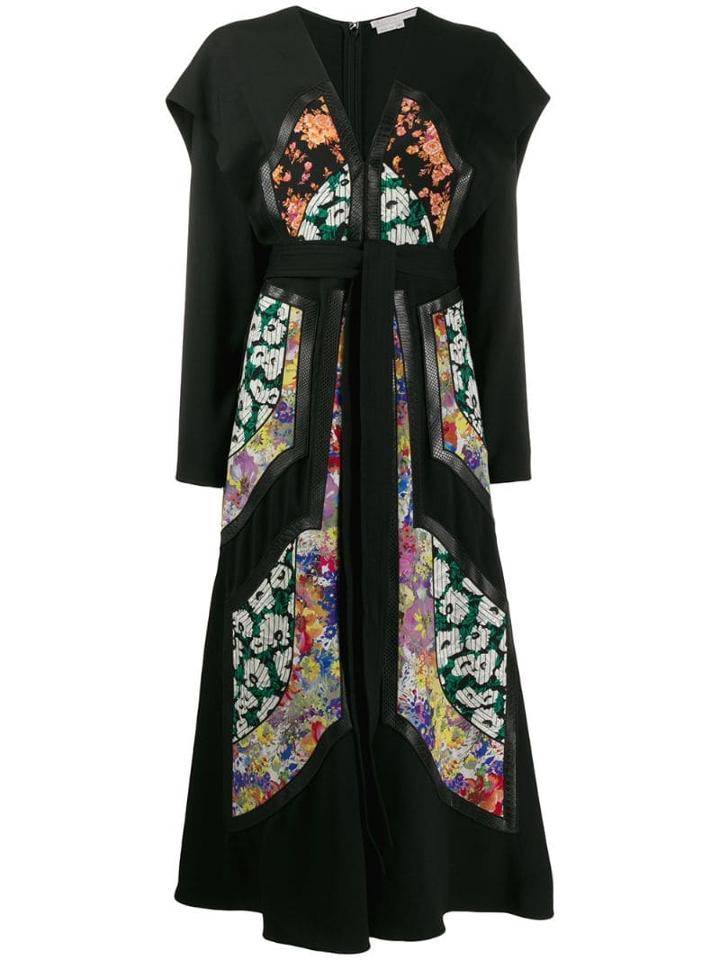 Stella Mccartney Floral Patch Midi Cape Dress - Black