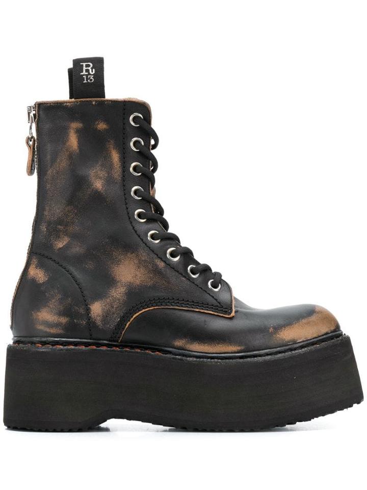R13 Distressed Platform Boots - Black