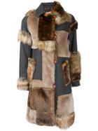 Kolor Faux Fur Patch Coat - Brown