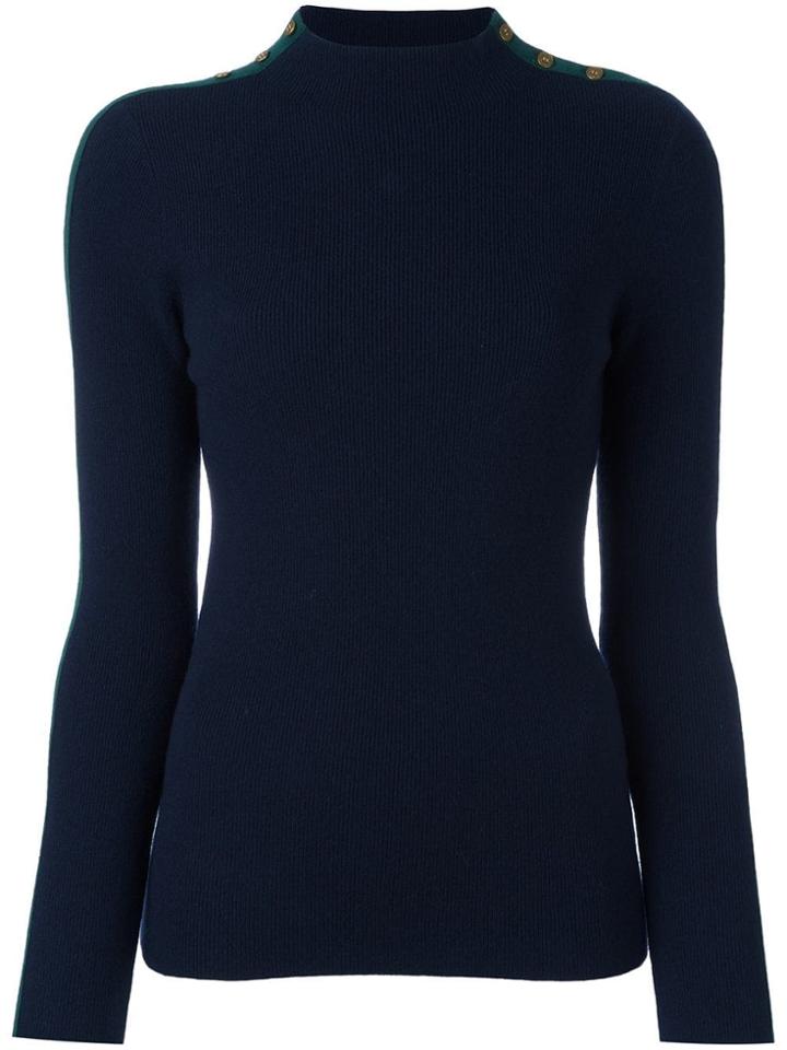 Tory Burch Shoulder Detailing Ribbed Pullover - Blue