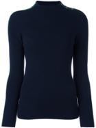 Tory Burch Shoulder Detailing Ribbed Pullover - Blue