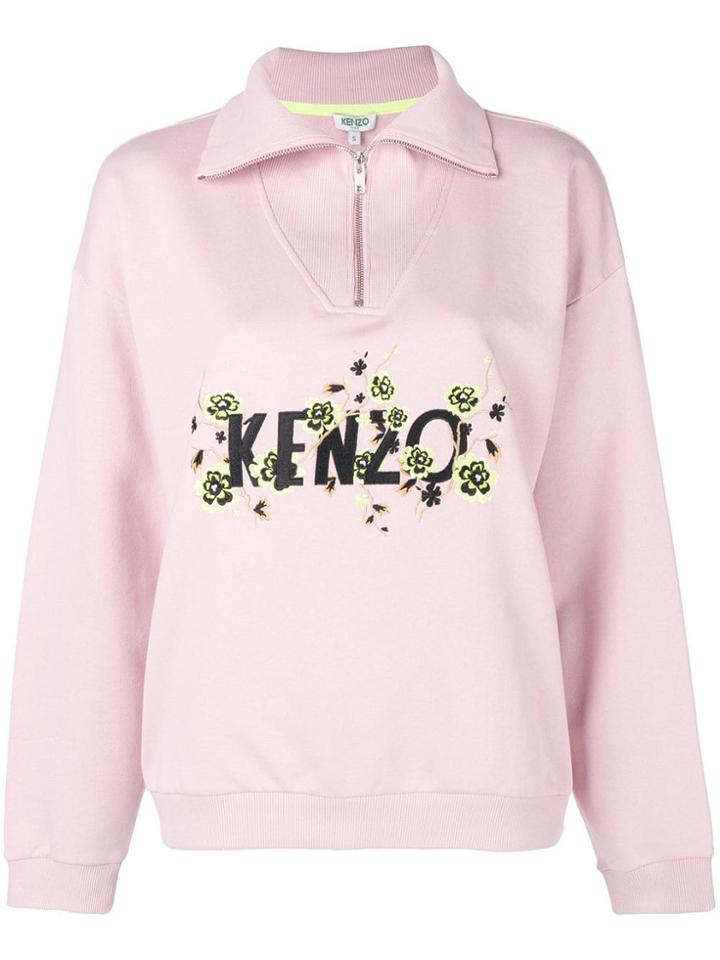 Kenzo Logo Long-sleeve Polo Top - Pink & Purple