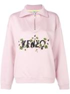 Kenzo Logo Long-sleeve Polo Top - Pink & Purple