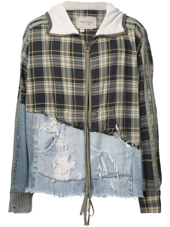 Greg Lauren Ripped Denim Jacket - Blue