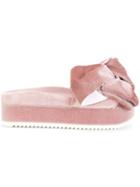 Joshua Sanders Flamingo Velvet Bow Sandals - Pink
