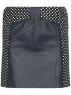 Skiim Sofia High Waisted Polka Dot Leather Skirt - Blue