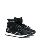 Dolce & Gabbana Kids Teen Logo Sock Lace-up Sneakers - Black
