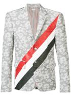 Thom Browne - Striped Floral Blazer - Men - Cotton/polyester/cupro - Iii, Grey, Cotton/polyester/cupro