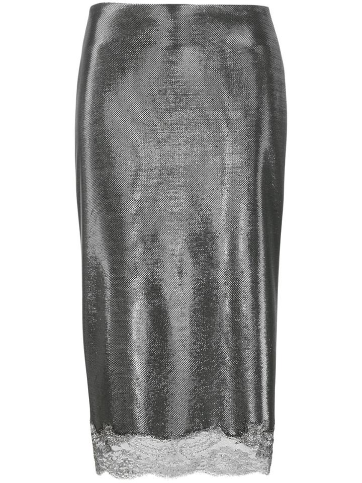 Ermanno Scervino Metallic Midi Pencil Skirt - Silver