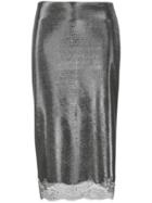 Ermanno Scervino Metallic Midi Pencil Skirt - Silver