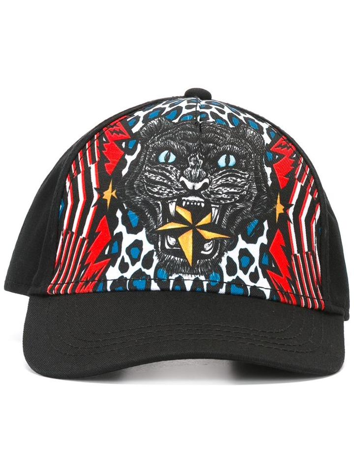 Leopard Print Baseball Cap, Men's, Black, Cotton/polyester, Dsquared2
