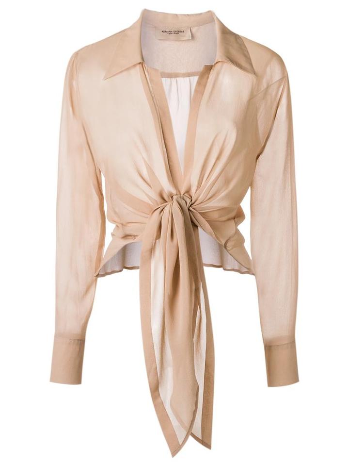 Adriana Degreas Lace Up Shirt, Women's, Size: G, Nude/neutrals, Silk