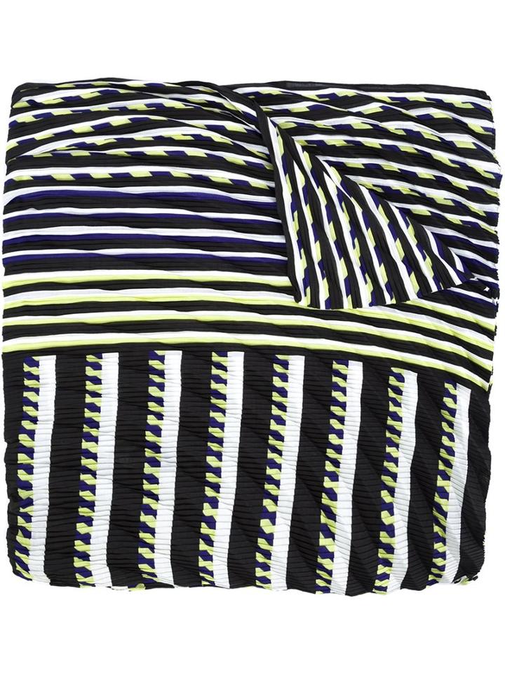 Issey Miyake Striped Scarf, Women's, Black, Polyester