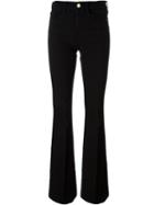 Frame Denim Pleated Flared Jeans, Women's, Size: 30, Black, Cotton/polyester/spandex/elastane
