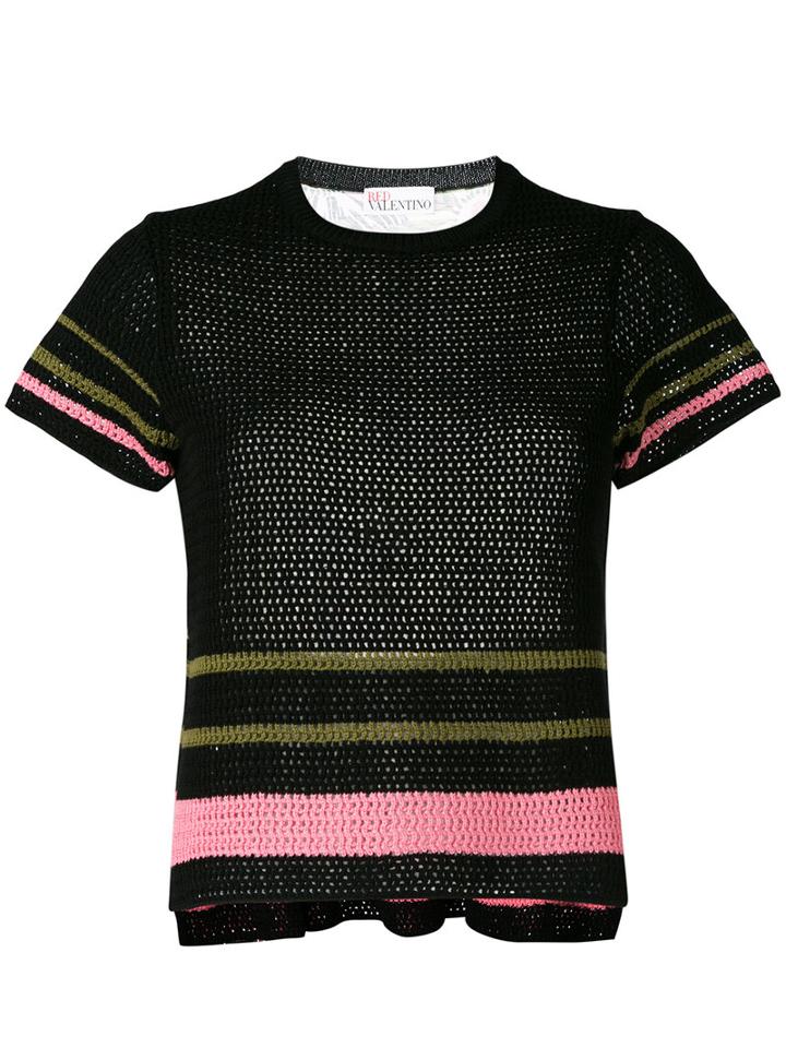 Red Valentino - Colour Panel Knitted Top - Women - Cotton - M, Black, Cotton