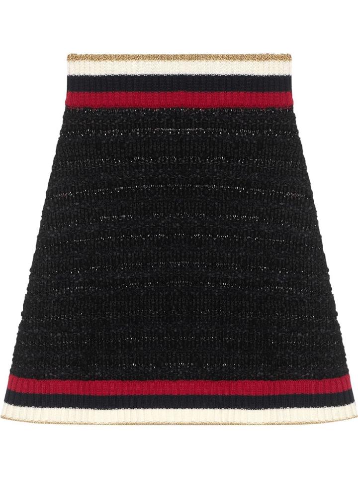 Gucci Knitted Skirt With Web - Black