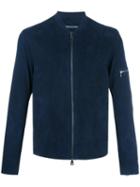 John Varvatos Classic Bomber Jacket, Men's, Size: 52, Blue, Leather/viscose