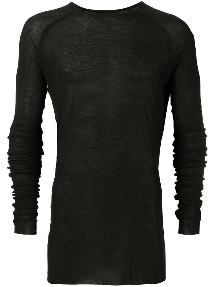 Haider Ackermann Long Sleeved T-shirt With Round Neck, Men's, Size: Small, Black, Rayon/cotton/nylon