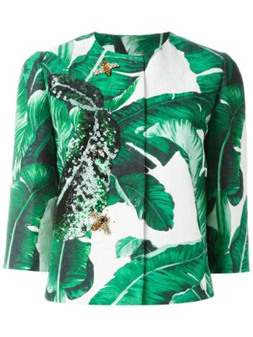 Dolce & Gabbana Banana Leaf Brocade Jacket, Women's, Size: 40, Green, Cotton/silk/polyamide