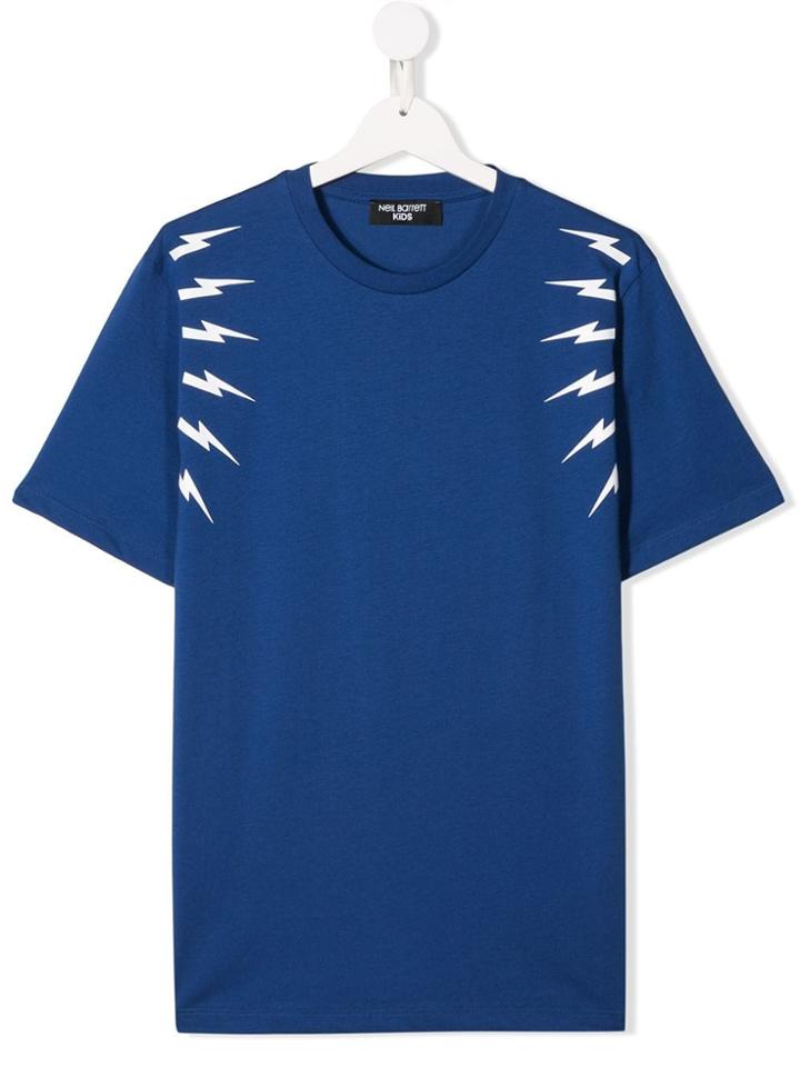 Neil Barrett Kids Teen Lightning Prints T-shirt - Blue