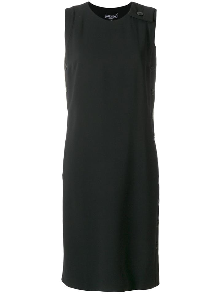 Salvatore Ferragamo Round Neck Midi Dress - Black