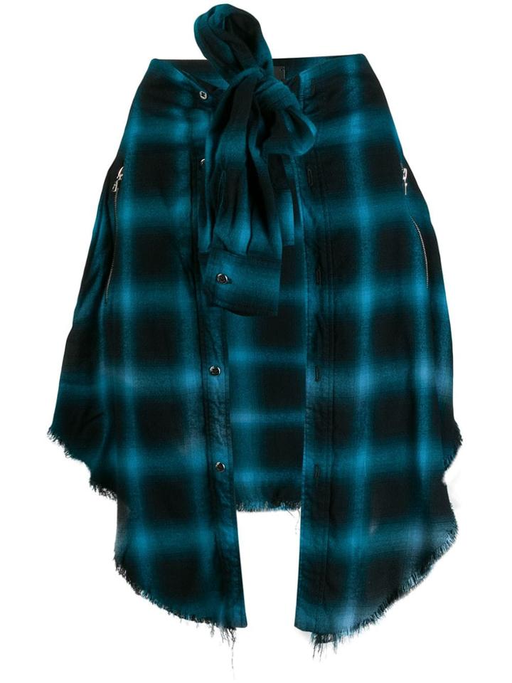 Amiri Checked Tie Waist Skirt - Blue