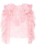 Philosophy Di Lorenzo Serafini Ruffle Lace Trim Blouse - Pink & Purple