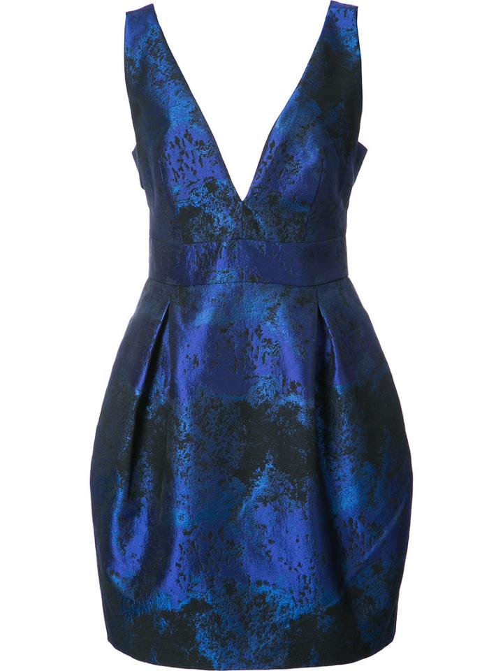 Nicole Miller Pleated Detail V-neck Dress, Women's, Size: 4, Blue, Polyester/spandex/elastane/cotton
