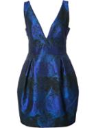 Nicole Miller Pleated Detail V-neck Dress, Women's, Size: 4, Blue, Polyester/spandex/elastane/cotton