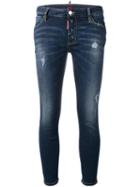 Dsquared2 Cropped Twiggy Jeans, Women's, Size: 38, Blue, Cotton/spandex/elastane/polyester/calf Leather