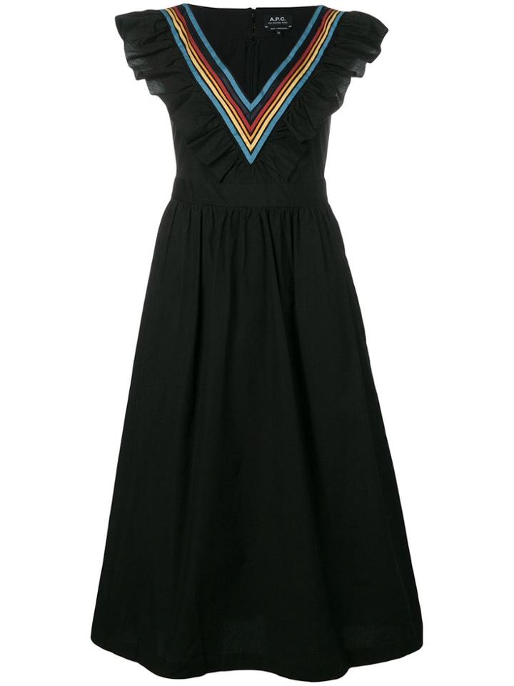 A.p.c. Ruffled V Dress - Black