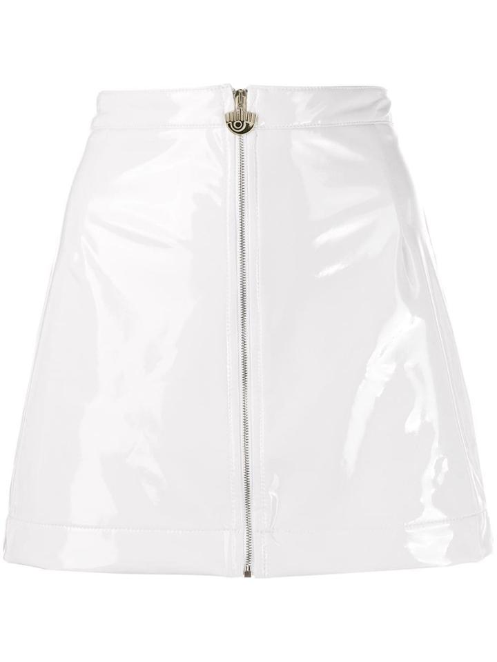 Chiara Ferragni Vinyl Zip Skirt - White
