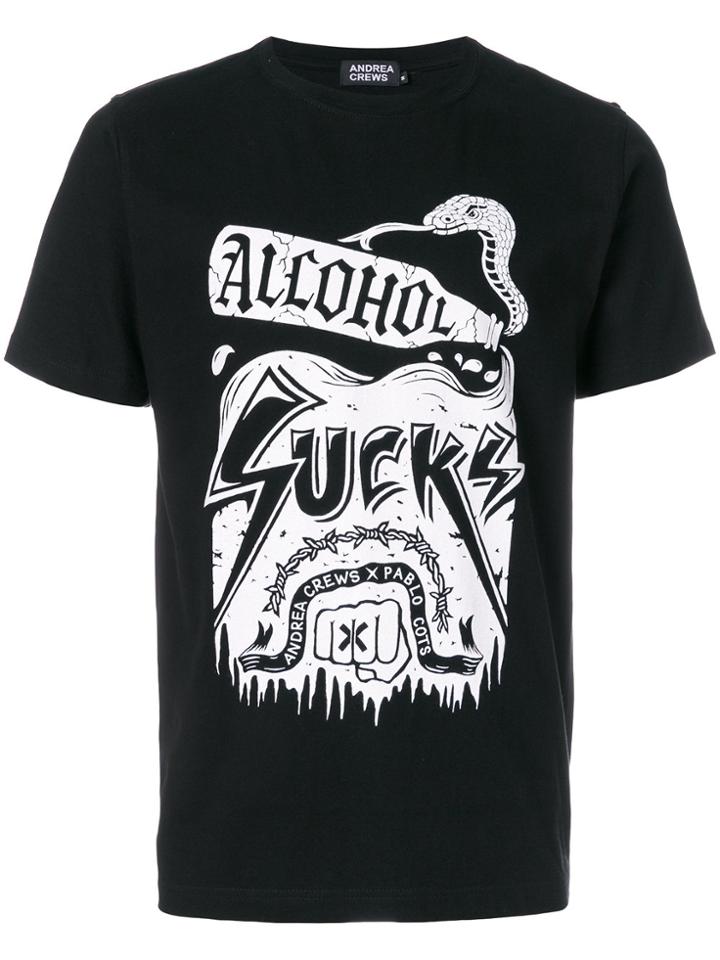 Andrea Crews Snake Print T-shirt - Black