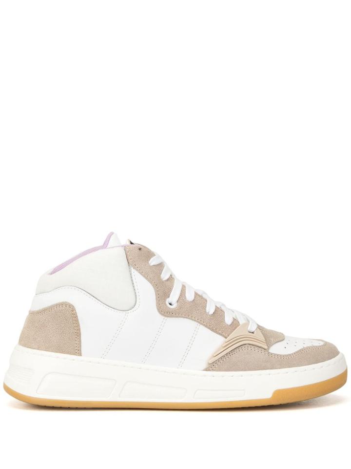 Ganni Paneled Mid Top Sneakers - White