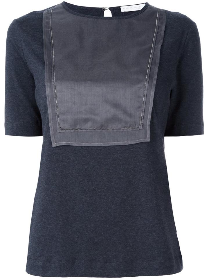 Fabiana Filippi Contrast Panel T-shirt, Women's, Size: 48, Grey, Cotton/spandex/elastane/silk