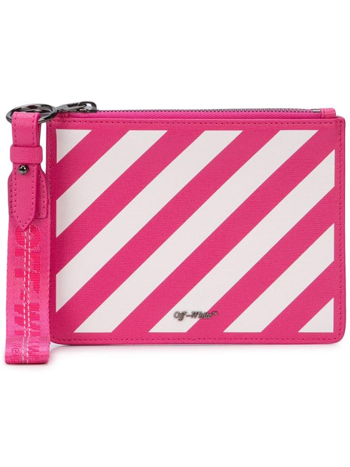 Off-white Striped Clutch Bag - Pink
