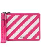 Off-white Striped Clutch Bag - Pink