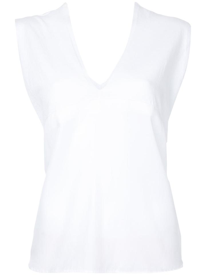 Astraet - V-neck Knit Tank Top - Women - Hemp - One Size, White, Hemp