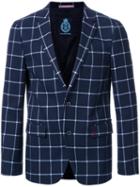Guild Prime Checked Single Breasted Blazer, Men's, Size: 3, Blue, Polyester