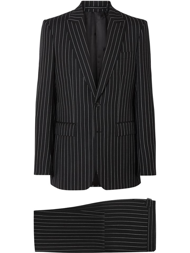 Burberry English Fit Pinstriped Wool Suit - Black