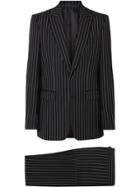 Burberry English Fit Pinstriped Wool Suit - Black