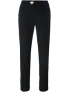 Salvatore Ferragamo Slim Fit Trousers, Women's, Size: 42, Black, Silk/acetate/virgin Wool
