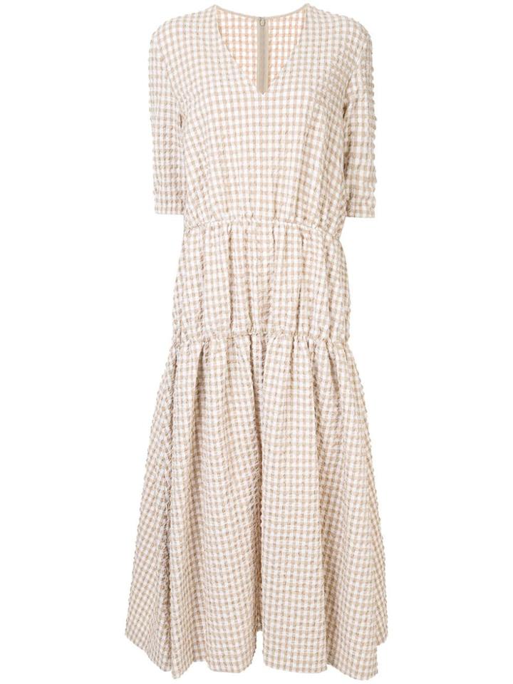 Irene Midi Gingham Dress - Brown