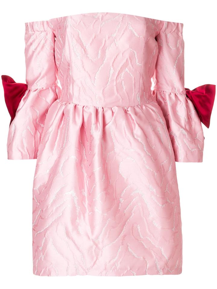 Christian Pellizzari Off-shoulder Jacquard Dress - Pink & Purple