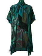 Sacai - Draped Pussy Bow Scarf Dress - Women - Silk/cotton/nylon/rayon - 1, Green, Silk/cotton/nylon/rayon