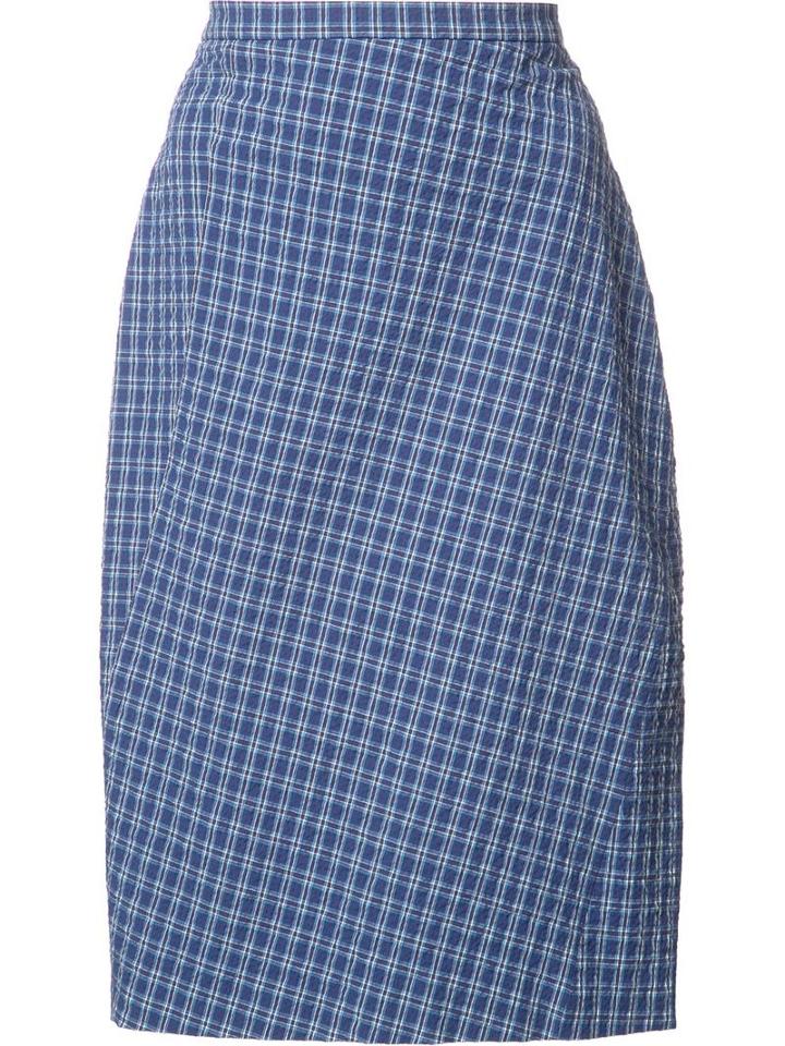 Altuzarra Checked Midi Skirt, Women's, Size: 40, Blue, Cotton/spandex/elastane