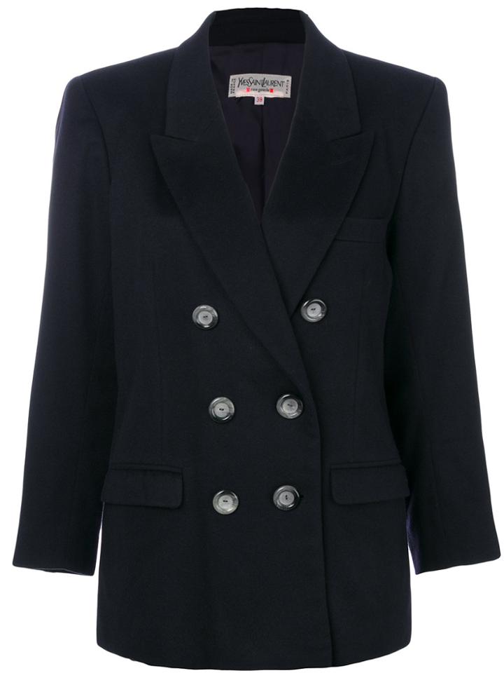 Yves Saint Laurent Vintage Double Breasted Blazer - Blue